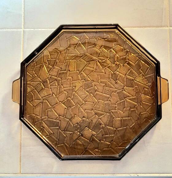 Plateau en verre fumé art déco