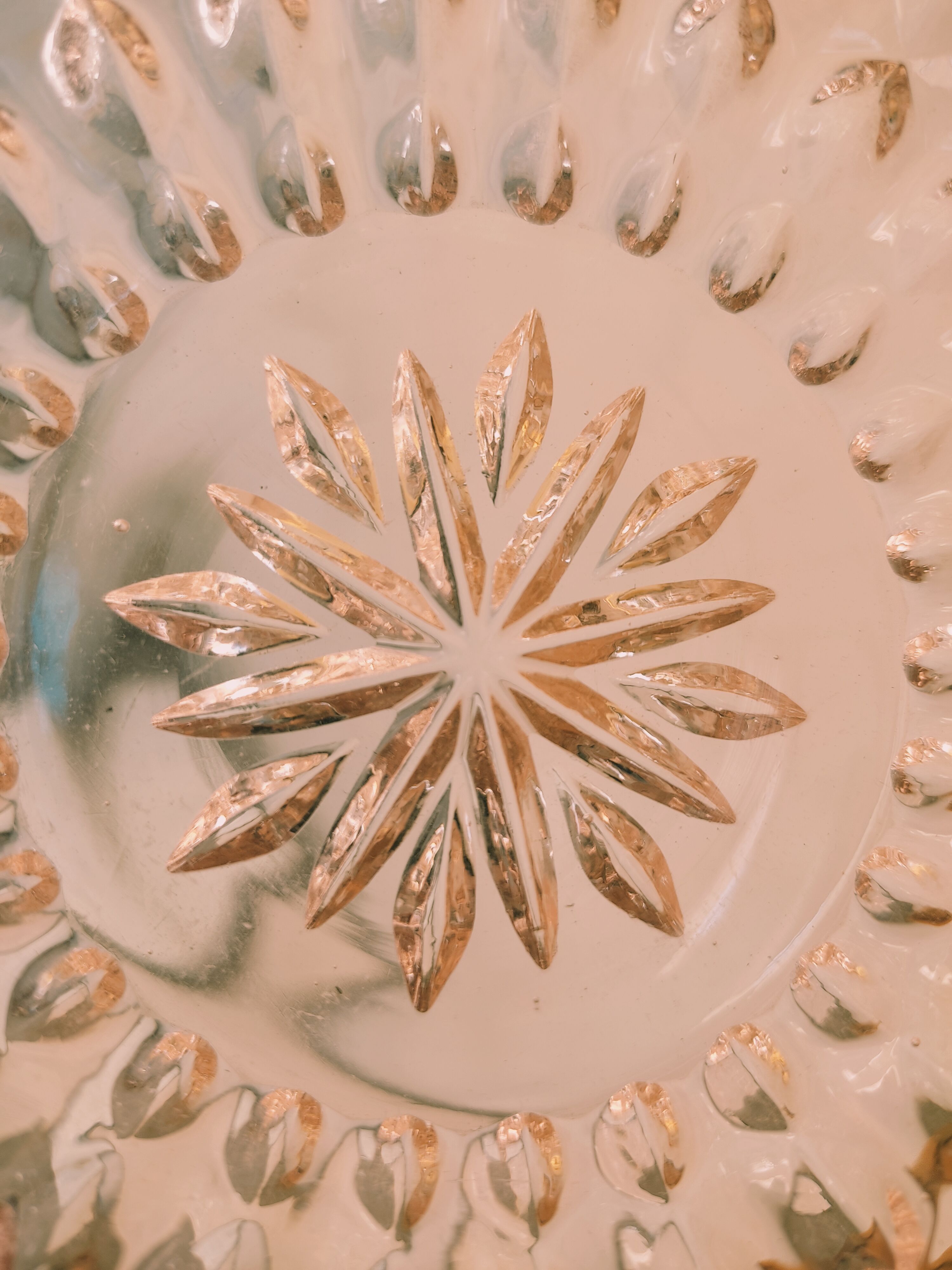 5 pink glass dessert plates