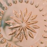 5 pink glass dessert plates