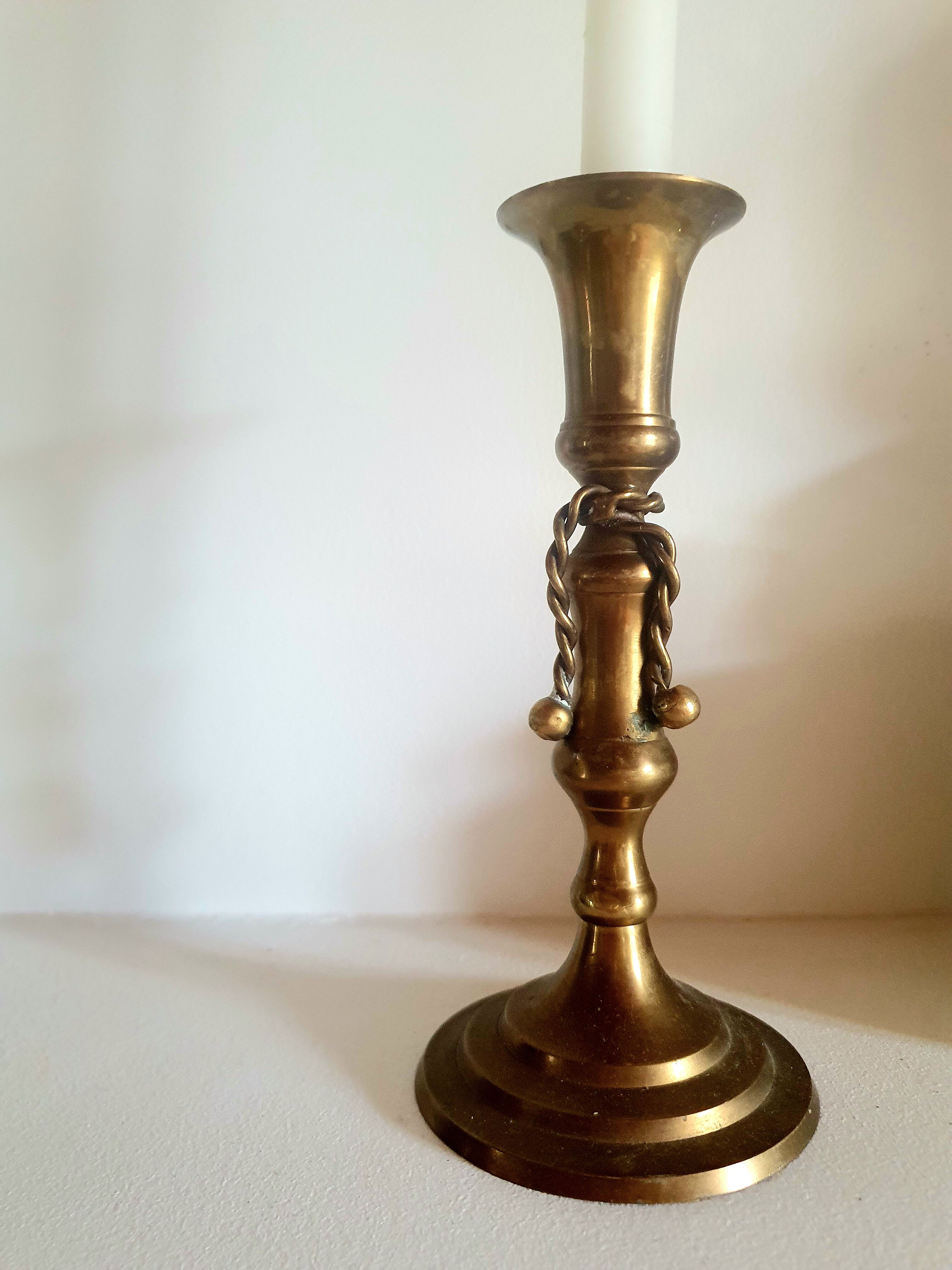 Pair of brass candle holders