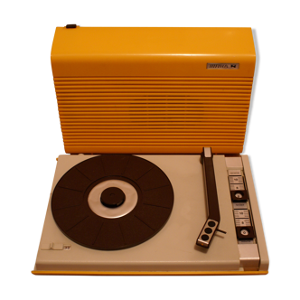 Spins disks yellow hifivox vintage suitcase