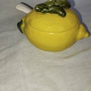 Confiturier citron – Faïence émaillée – Années 60–70 – Vintage