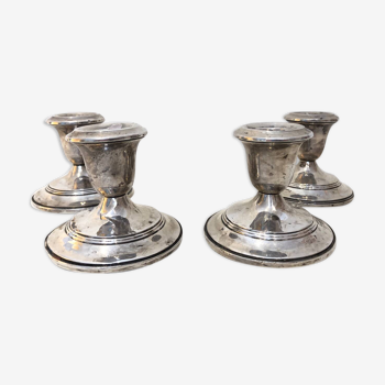 4 English silver metal candle holders 1970