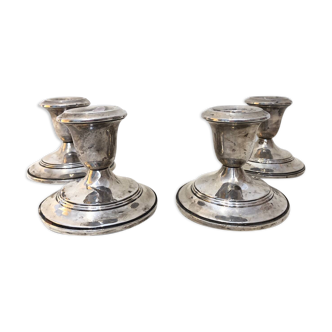 4 English silver metal candle holders 1970