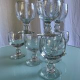 Vintage Biot-style bubbled stemmed glasses