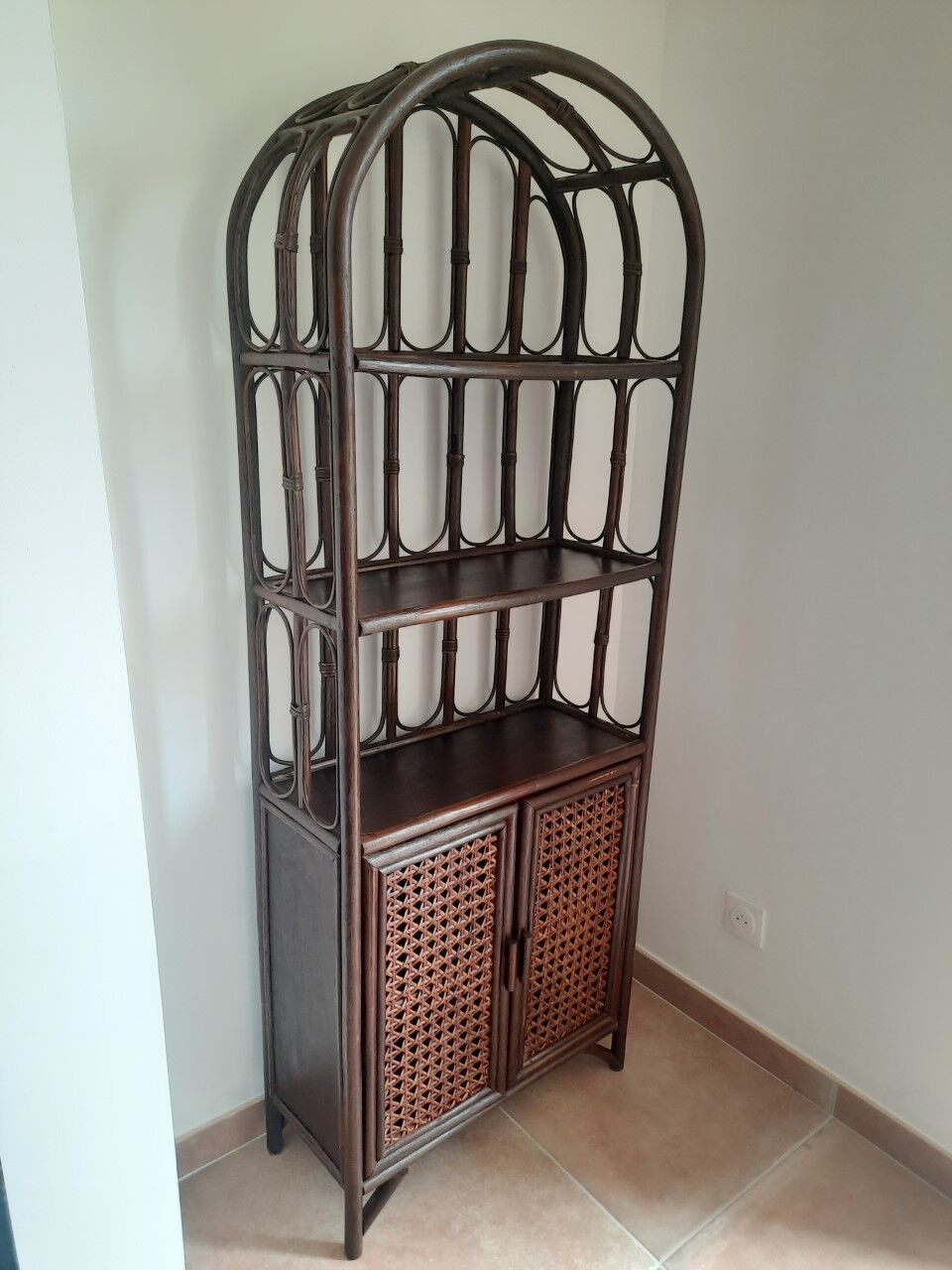 Vintage rattan shelf