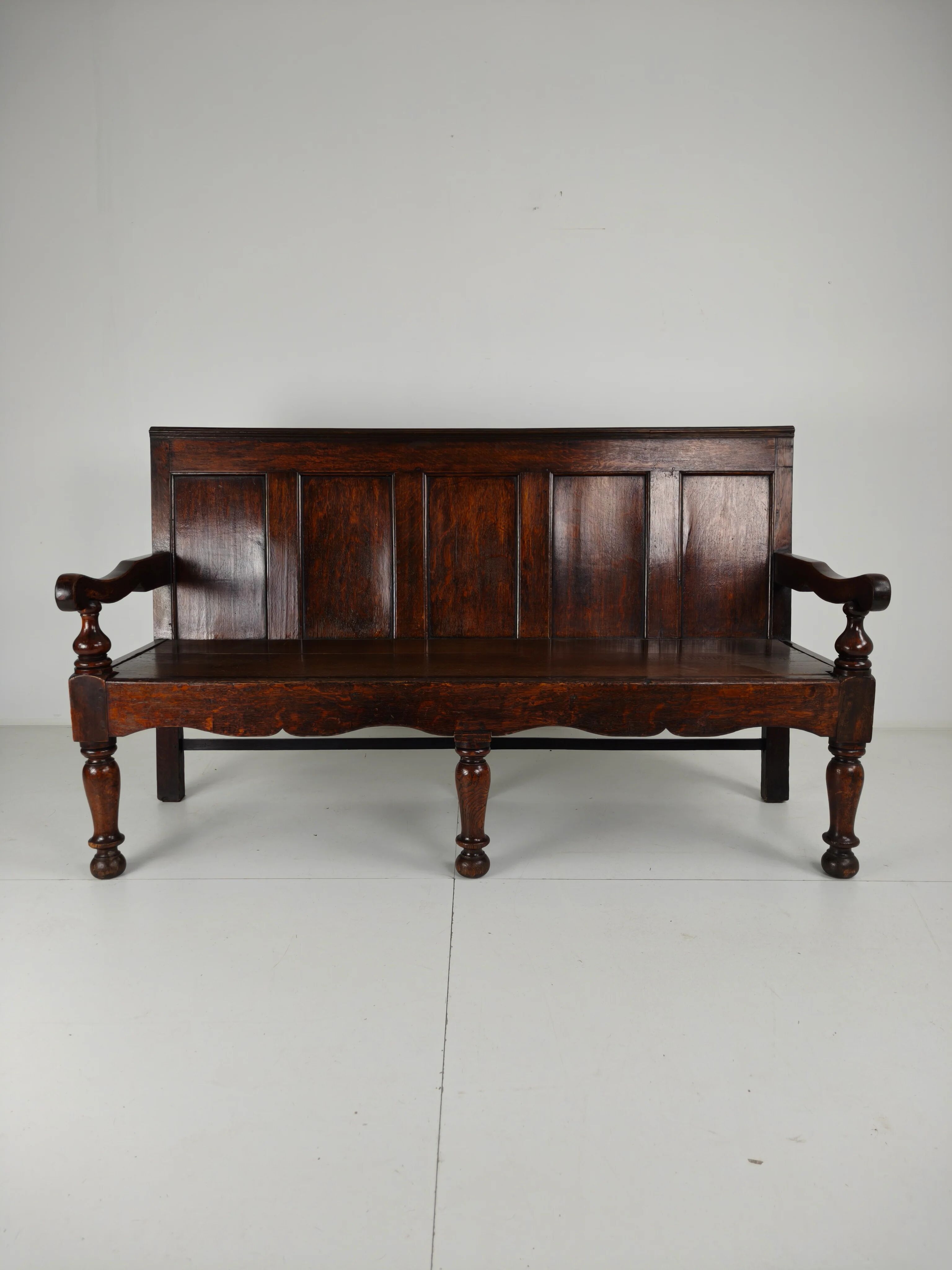 18th century Georgian oak settle bench – dated circa 1790