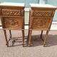 Lot de 2 table de chevet bois sculpté marbre blanc