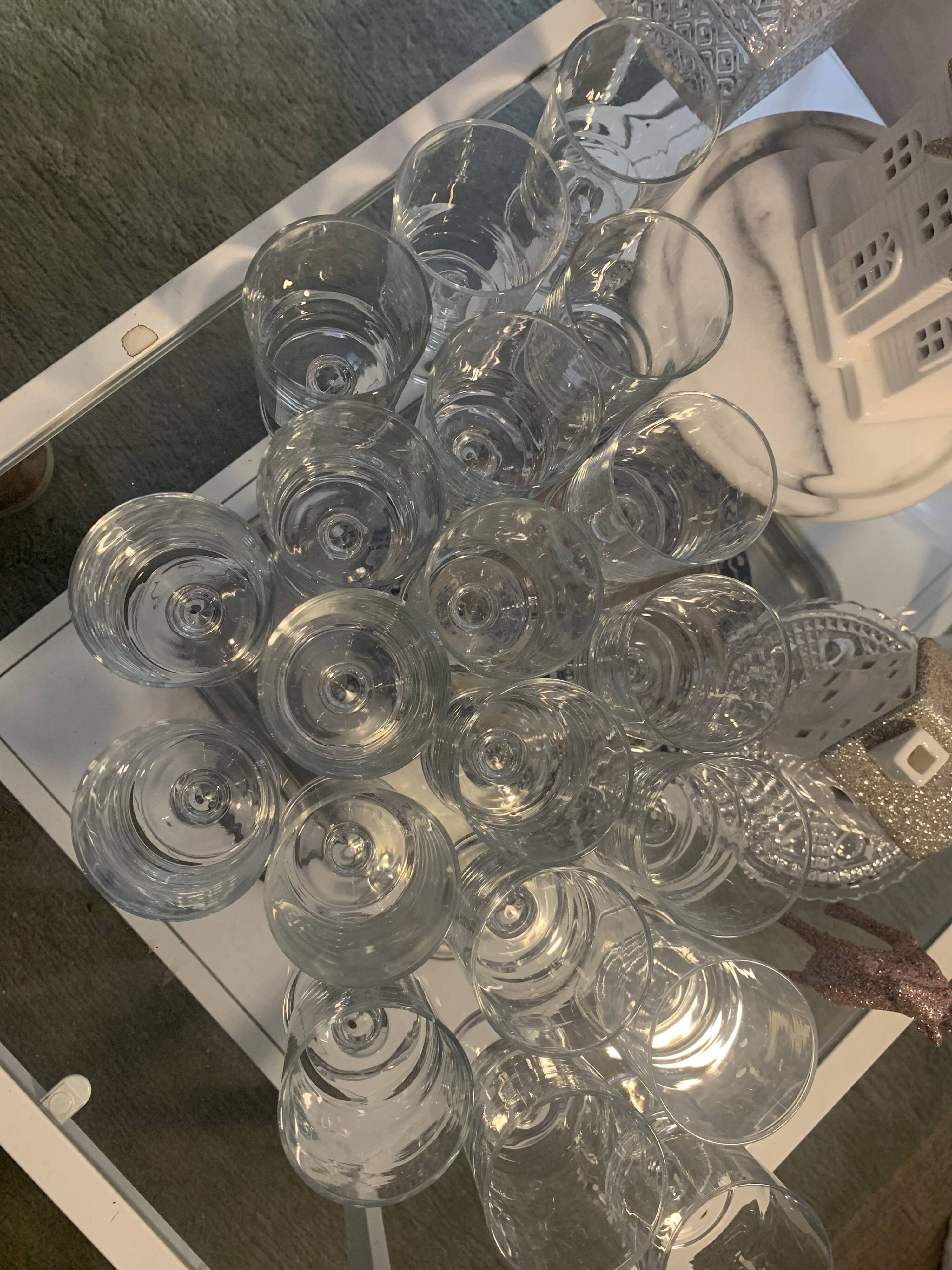 lot of vintage stemmed glasses from the 60s/70s