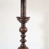 Turned wooden floor lamp