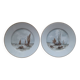 2 vintage signed plates with a sea decor