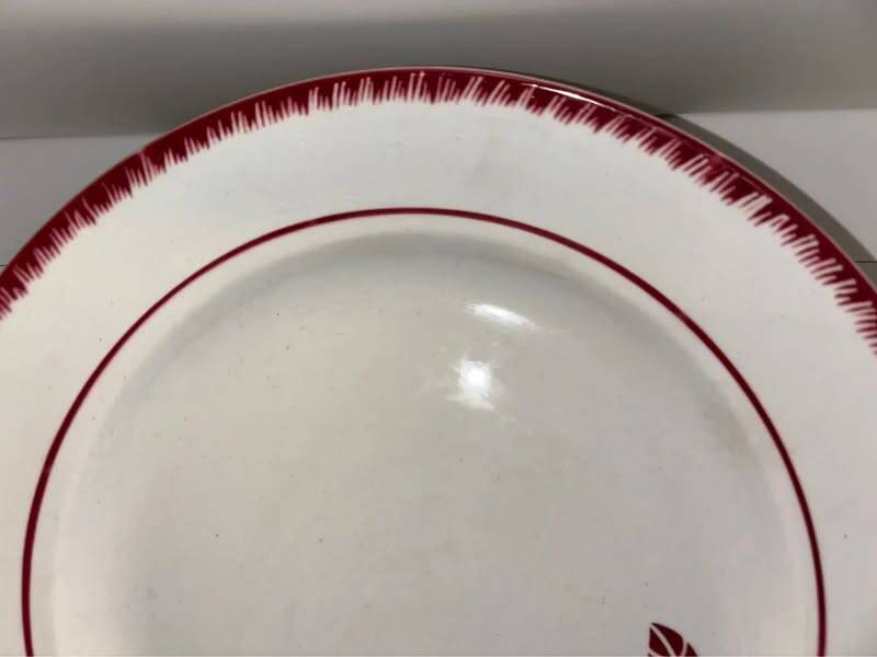 Antique deep earthenware dish FB Badonviller
