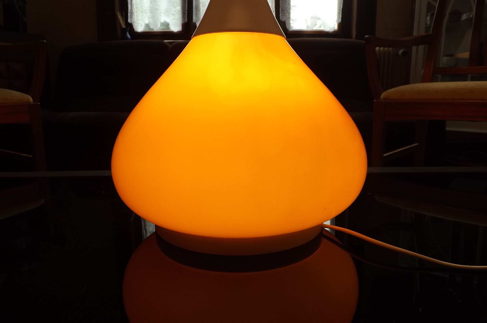 Orange 1960-70 vintage opaline drop lamp