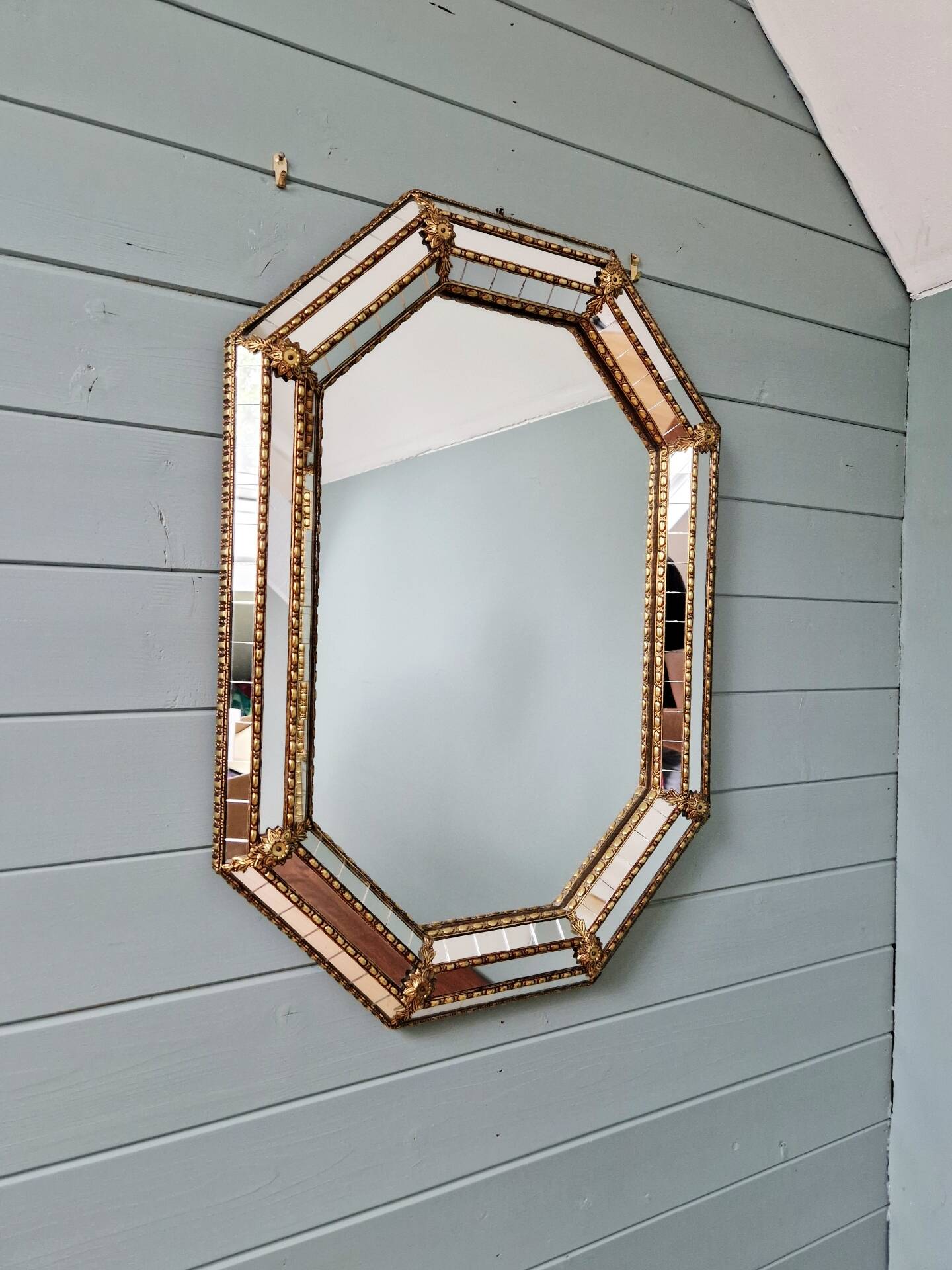 Venetian mirror with brass frames, 1970s-80s