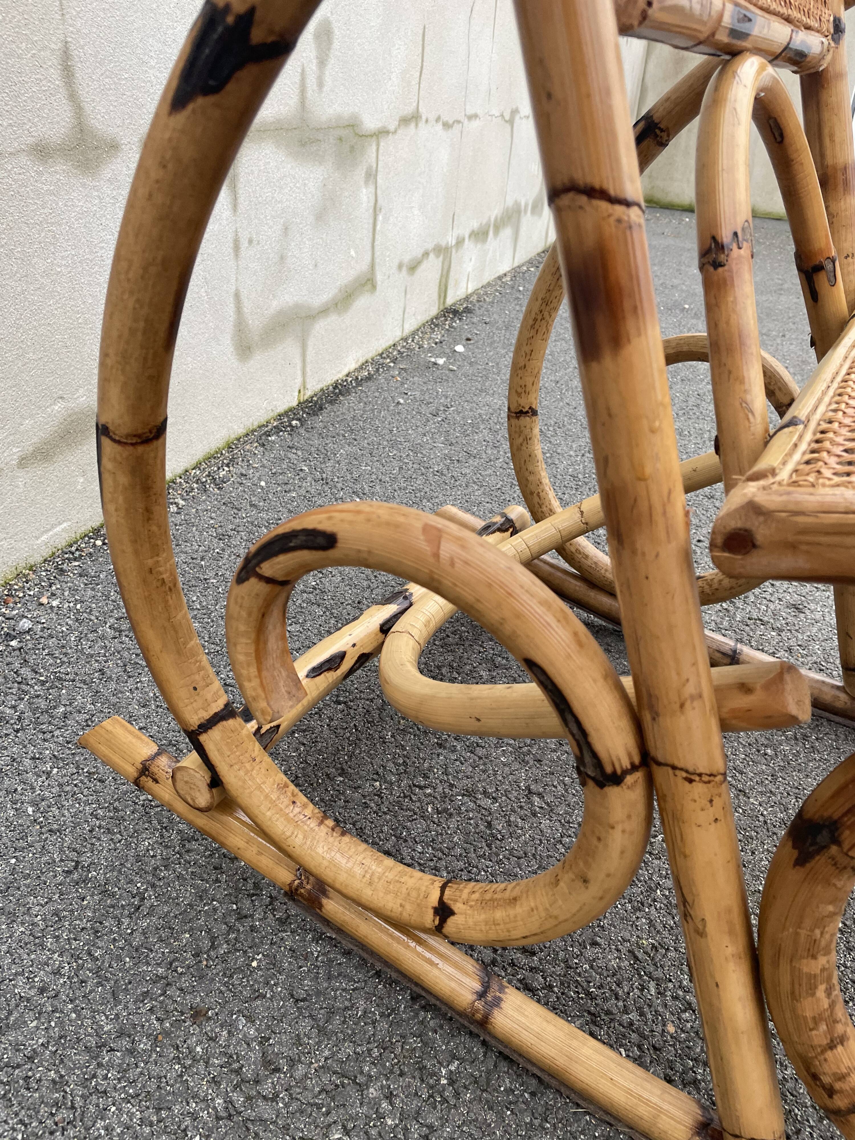 Rattan and cane rocking chair