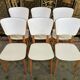 Suite of 6 vintage chairs in white Skaï