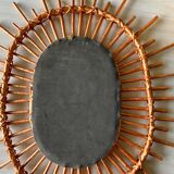 Vintage rattan sun mirror 26x61cm