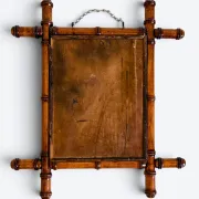 Antique Faux Bamboo Mirror, Bevelled Glass, France, c.1900, Original Patina