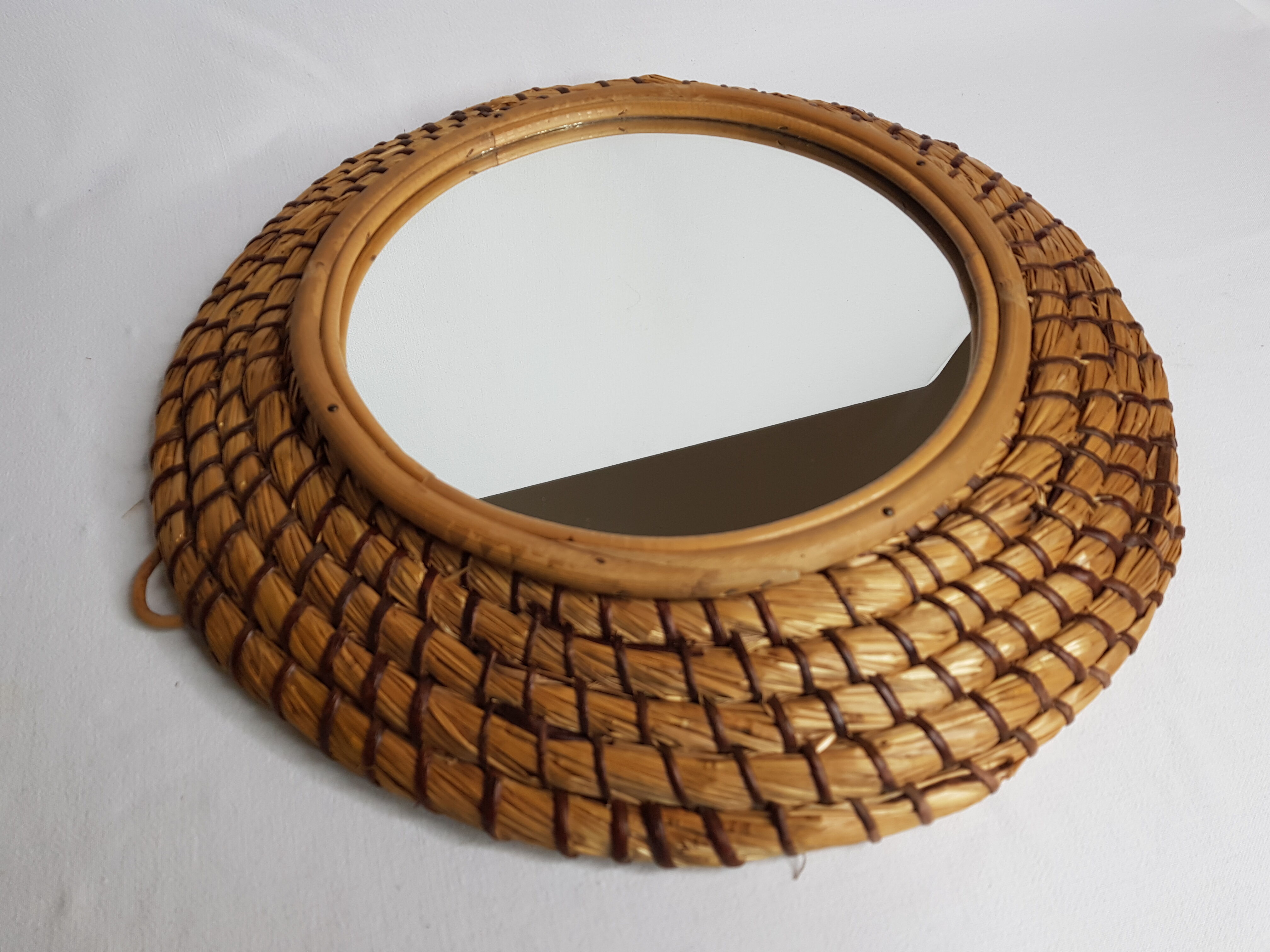 Round mirror in braided straw "bourgne" 40 cm