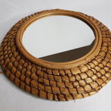 Miroir rond en paille tressée "bourgne" 40 cm