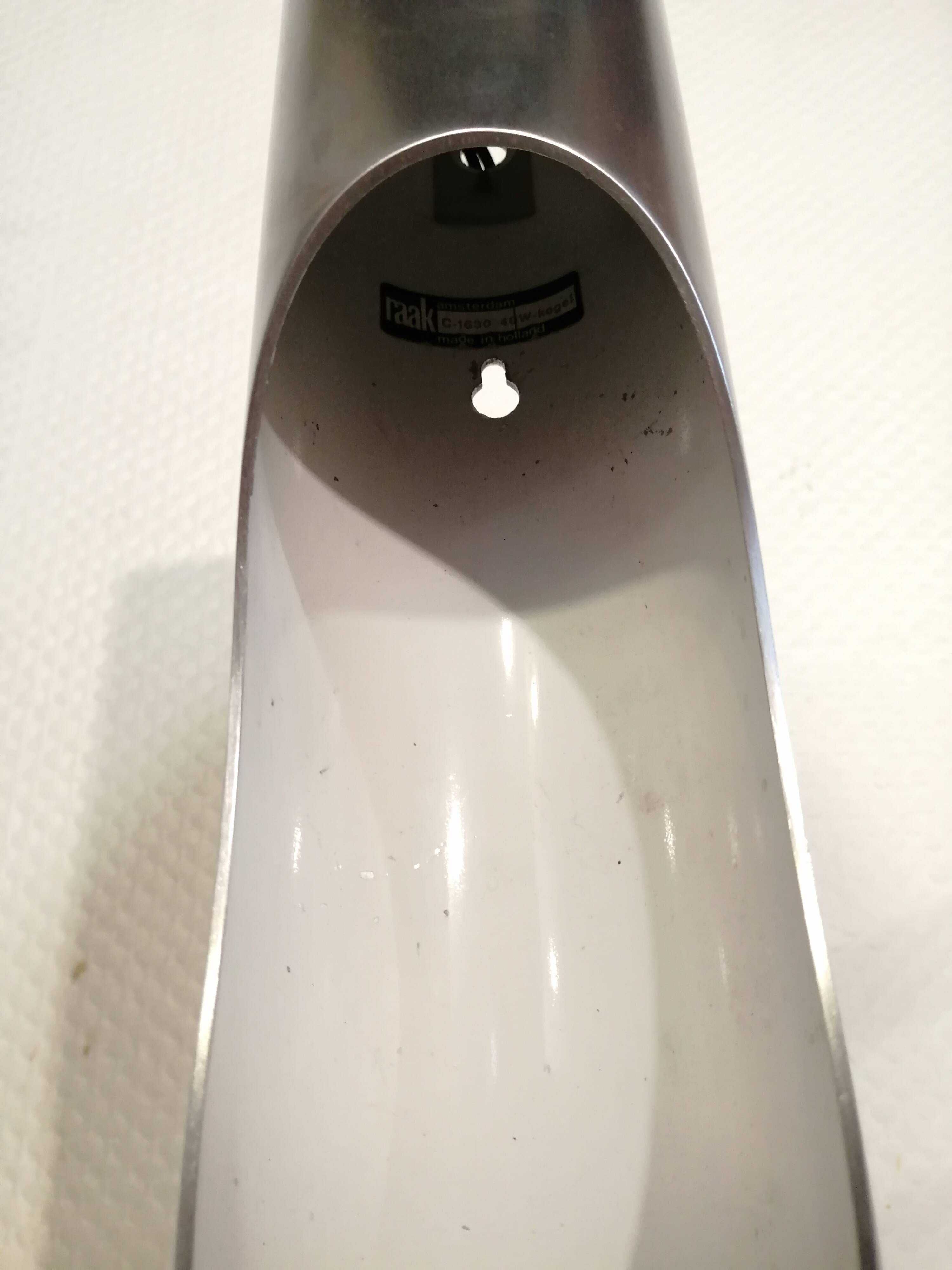 Fuga model brushed aluminum wall lamp by Maija Liisa Komulainen for Raak Amsterdam 1960