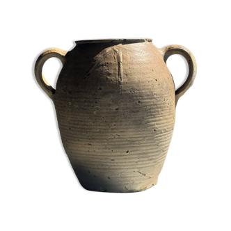 Large beige jar with 2 handles H27