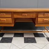 Bureau en bois blond années 1960