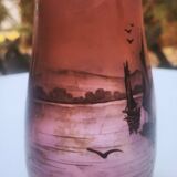 Vase signed Michel with a lakeside decoration.