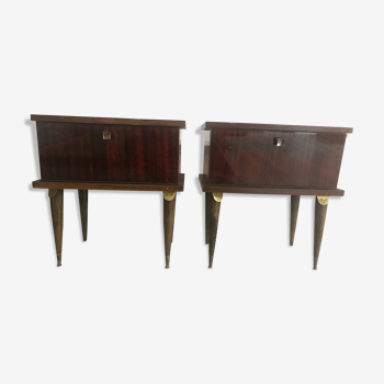 Lot de 2 chevets en formica brun 1960