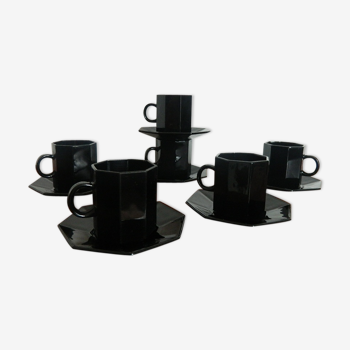 Set de 6 tasses à café expresso Octime couleur noir vintage 70