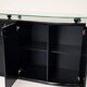Buffet postmoderne en laque noire avec plateau en verre sur pieds boule