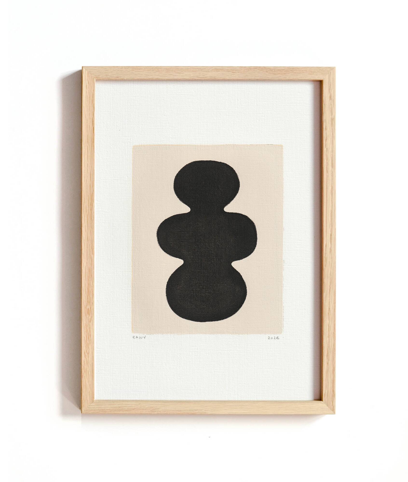 Collection of 4 black abstract paintings signed Eawy.