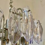 Kinkeldey chandelier with iridescent glass and chrome structure, Austria 1970s