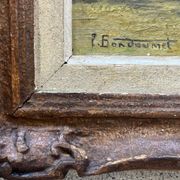 Tableau HSP "Village view with bell tower" signed + frame
