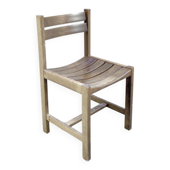 Straw and walnut brutalist chair