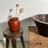 Brutalist ochre terracotta pot
