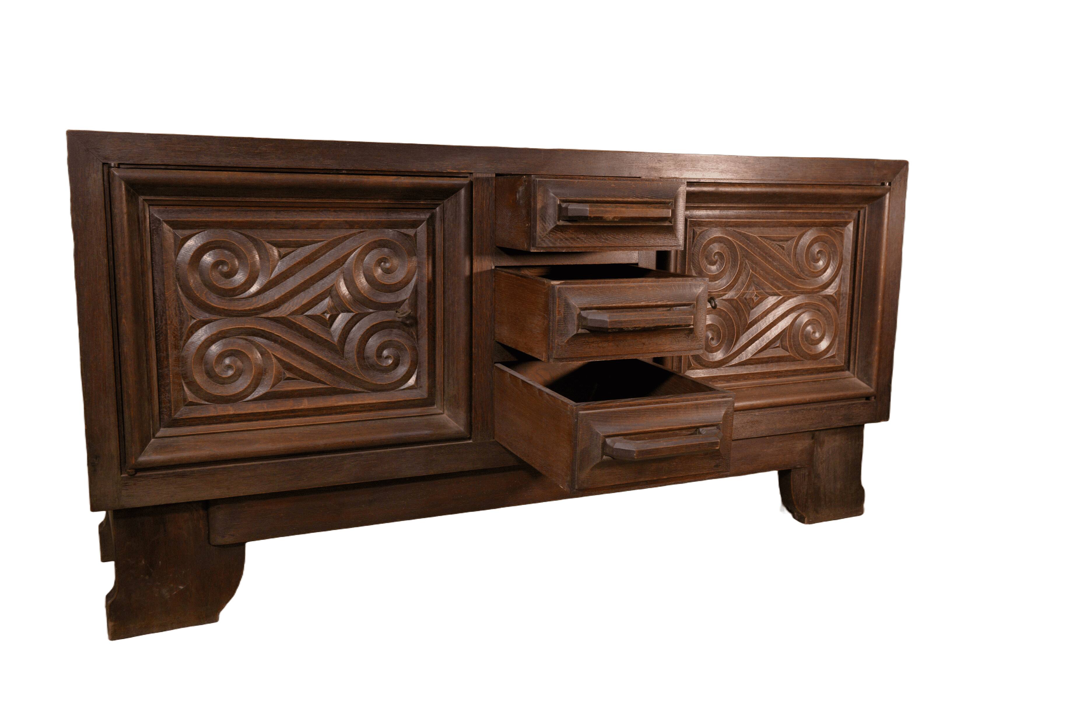 Solid oak sideboard by André Le Picard 1950