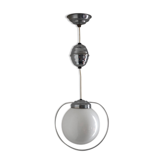 Vintage hanging 1940 white opaline rises down - 70cm