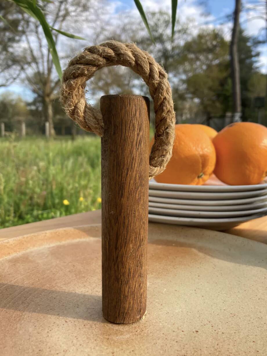 Stoneware and wood cheese board