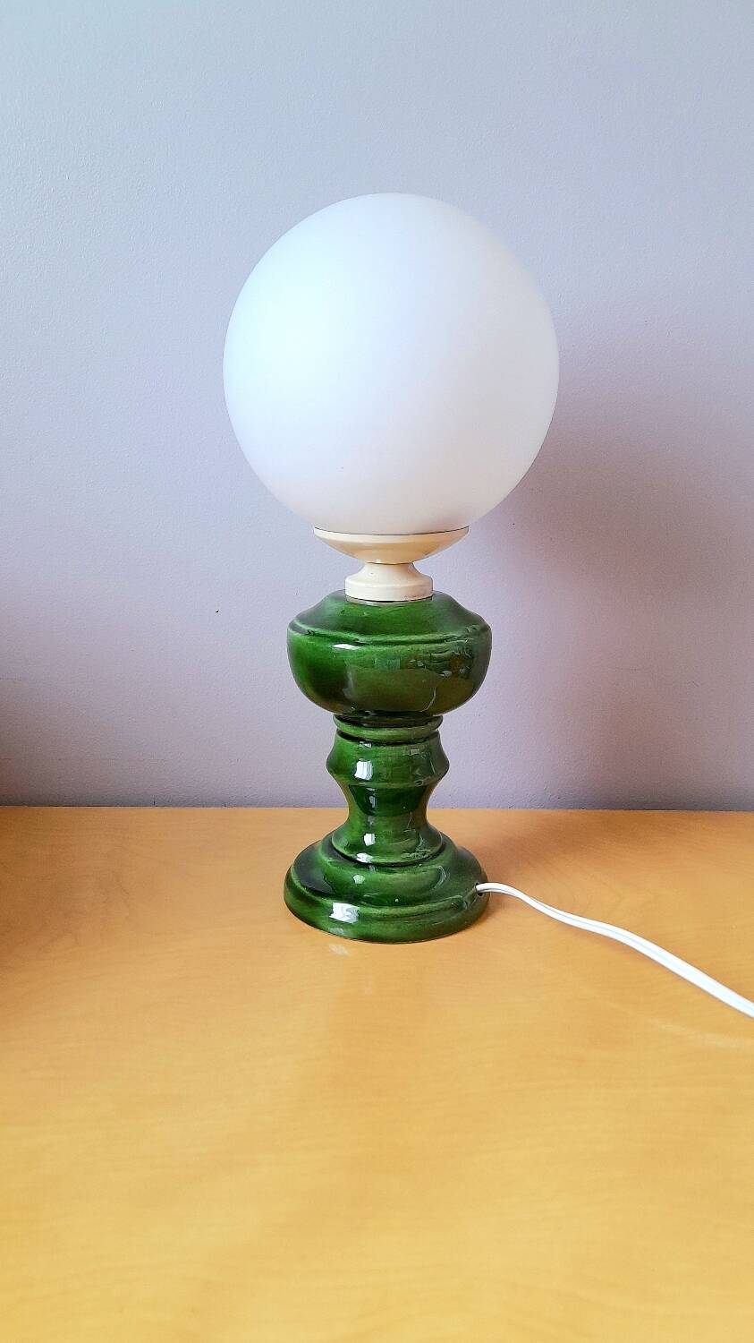 Ceramic and opaline lamp, 1970.