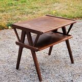 Vintage side table from the 50s in beech oak and poplar compass feet