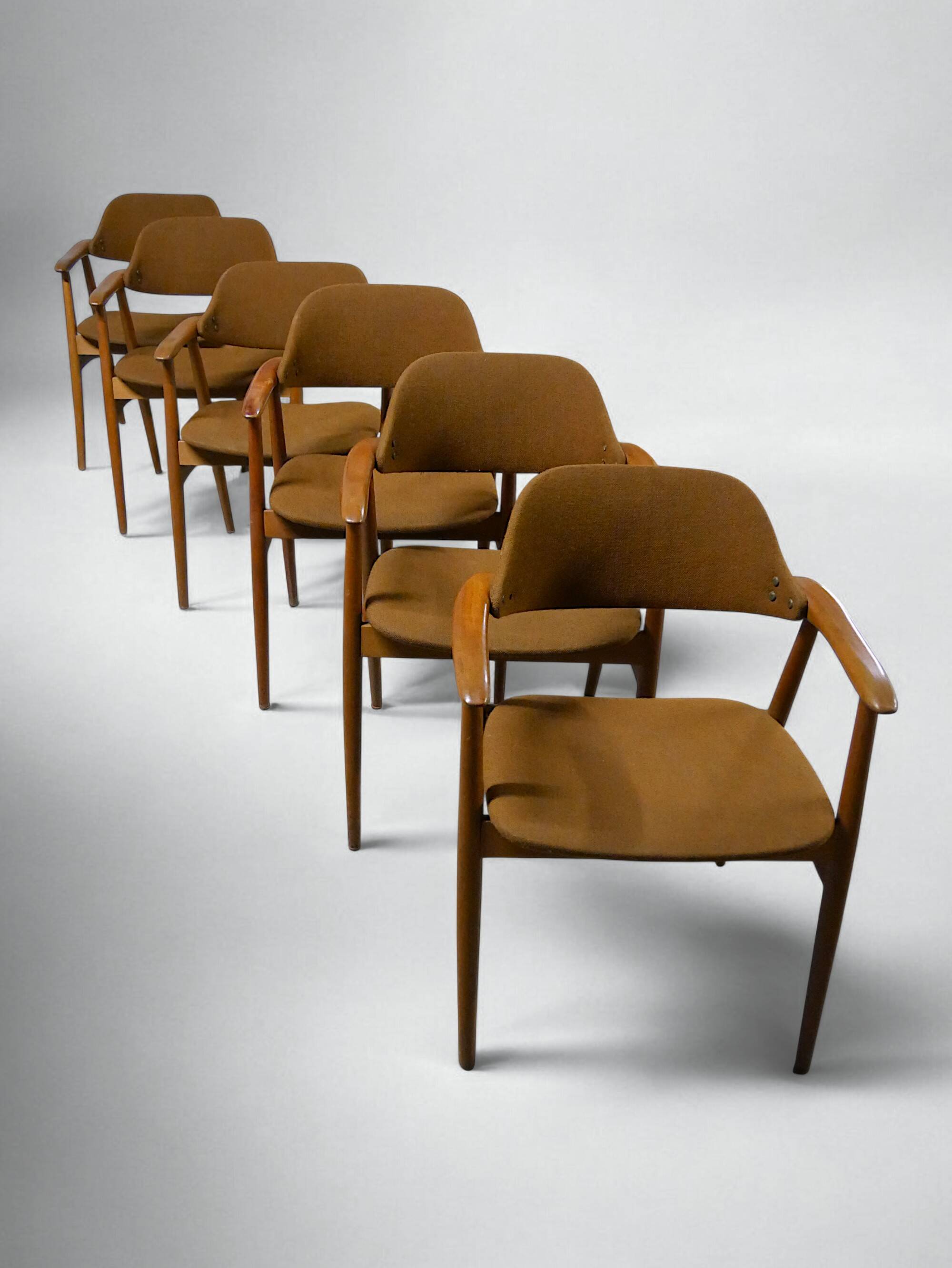 Série de 6 fauteuils danois en teck - Vintage 1960