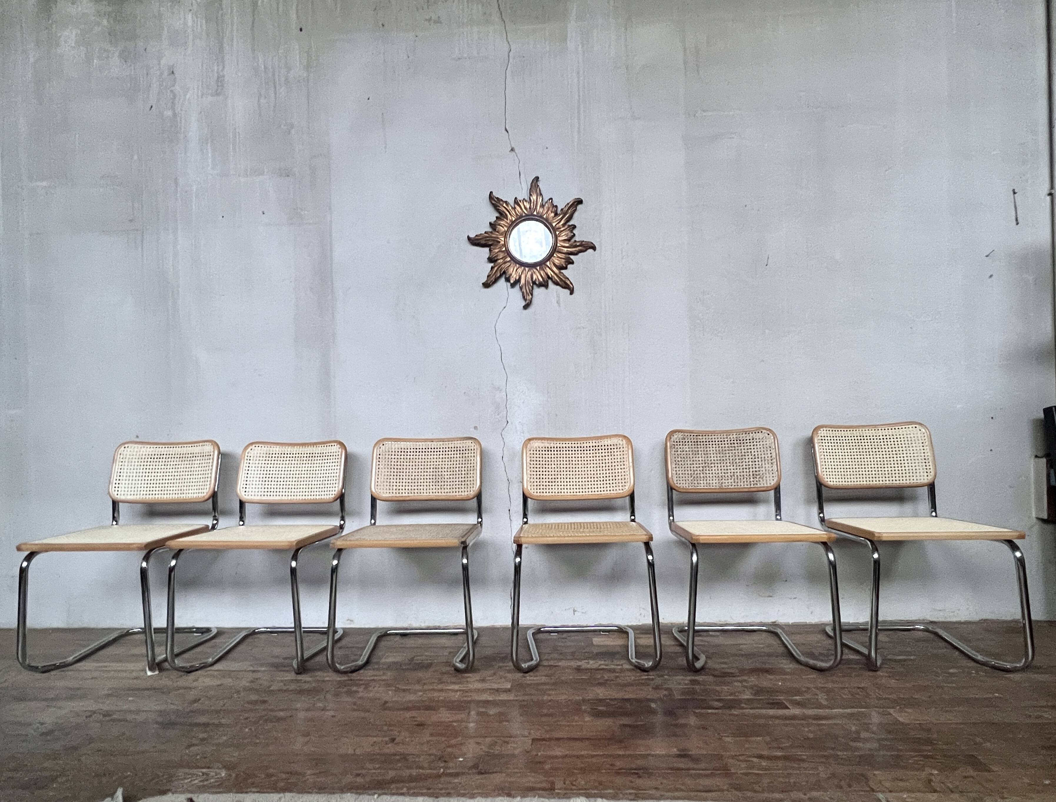 Series of 6 vintage Marcel Breuer style chairs