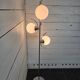 70s chrome metal floor lamp with 3 opaline ball lights
