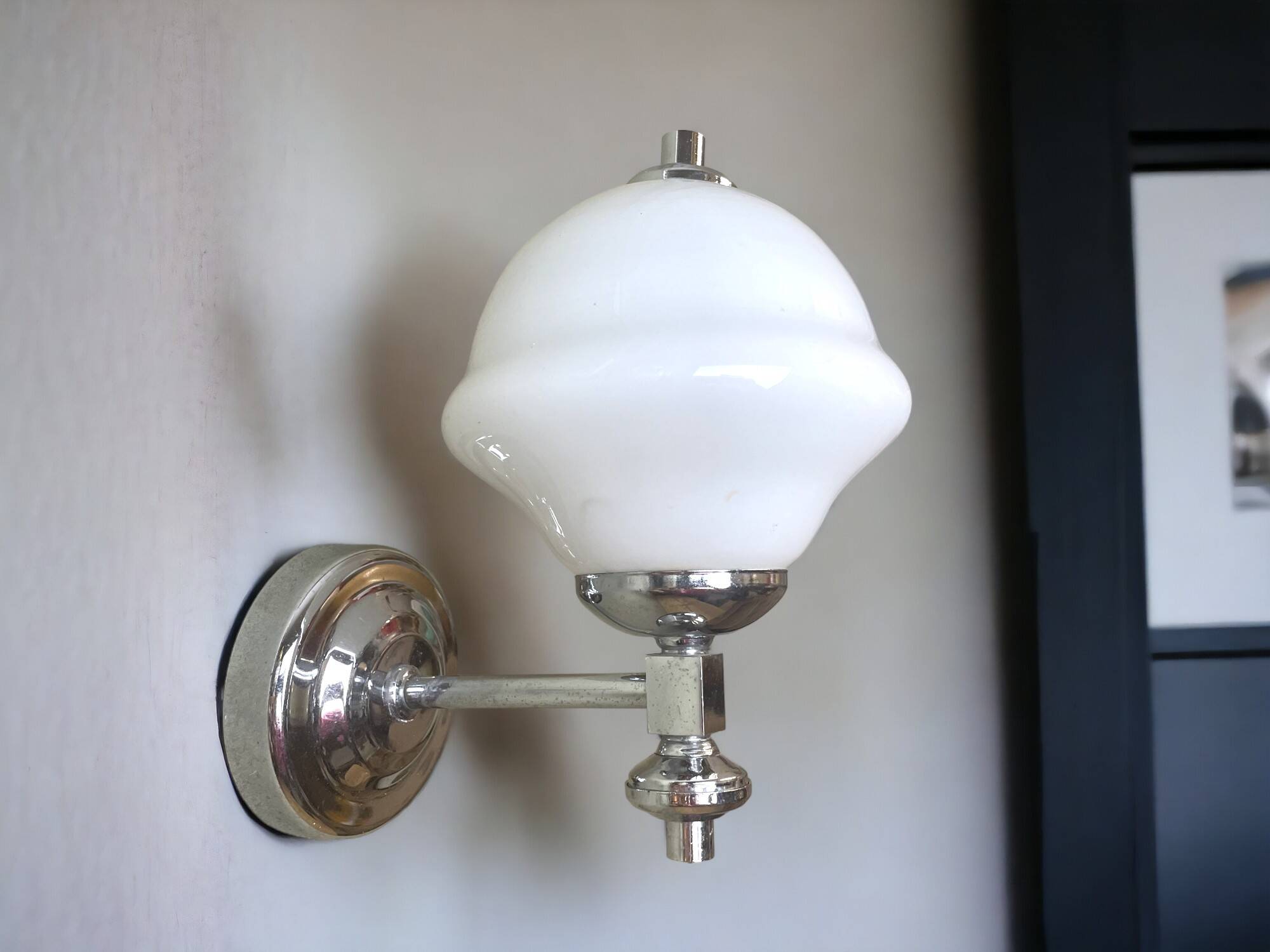 Minimalist white glass wall sconce lamp