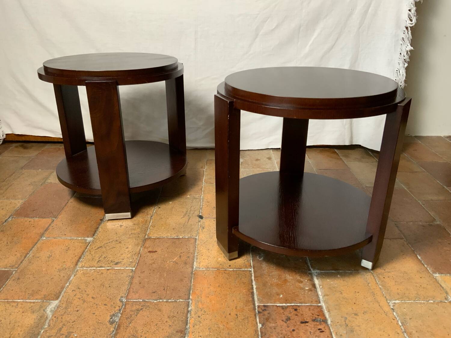 Pair of pedestal tables