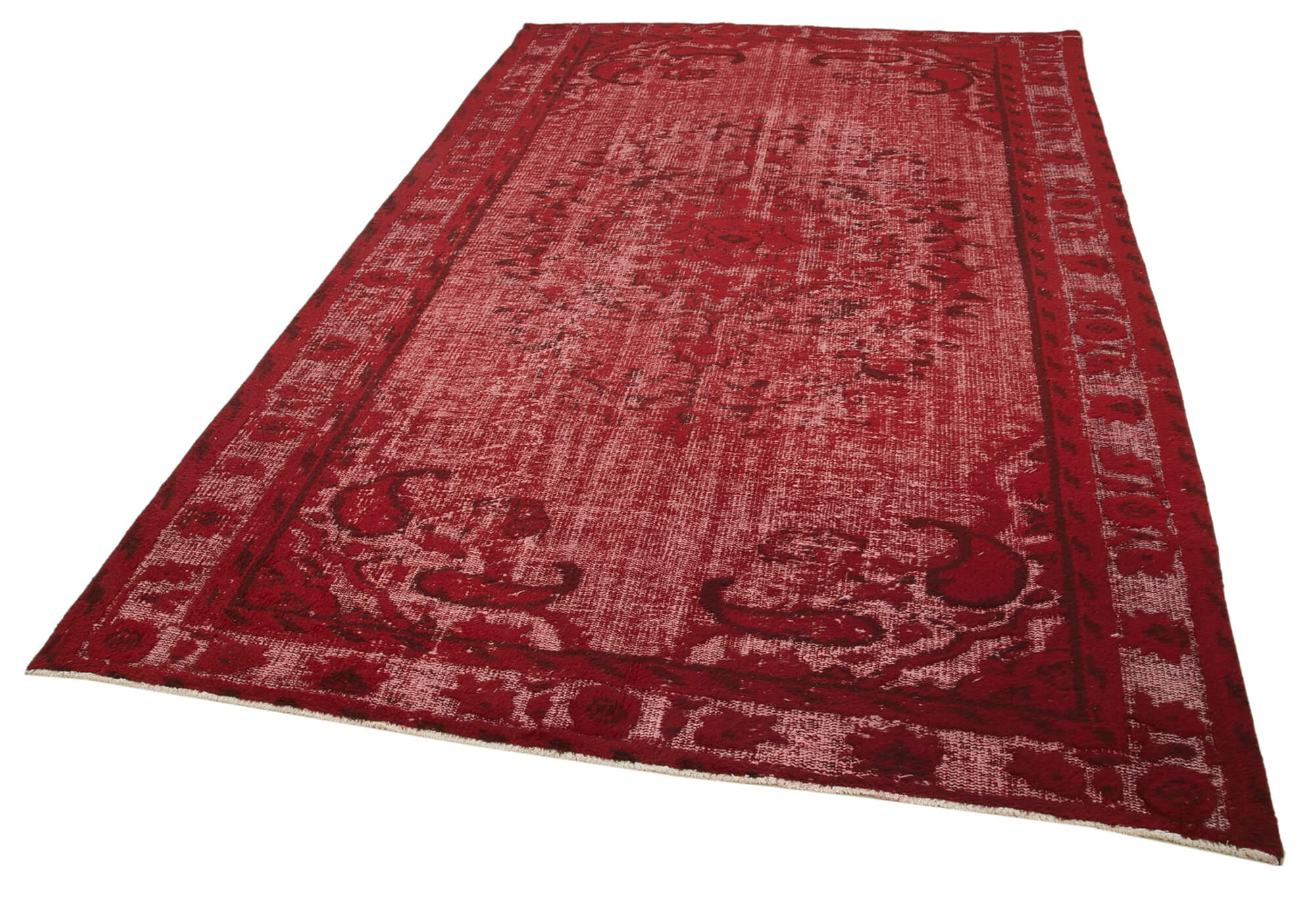 Handmade antique turkish 1980s 179 cm x 286 cm red carpet
