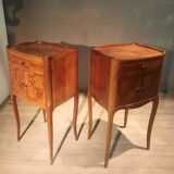 2 bedside tables with Louis XV style marquetry doors