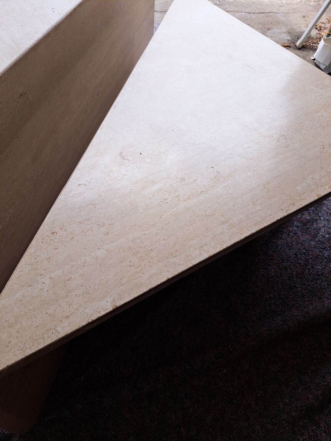 Travertine coffee table.