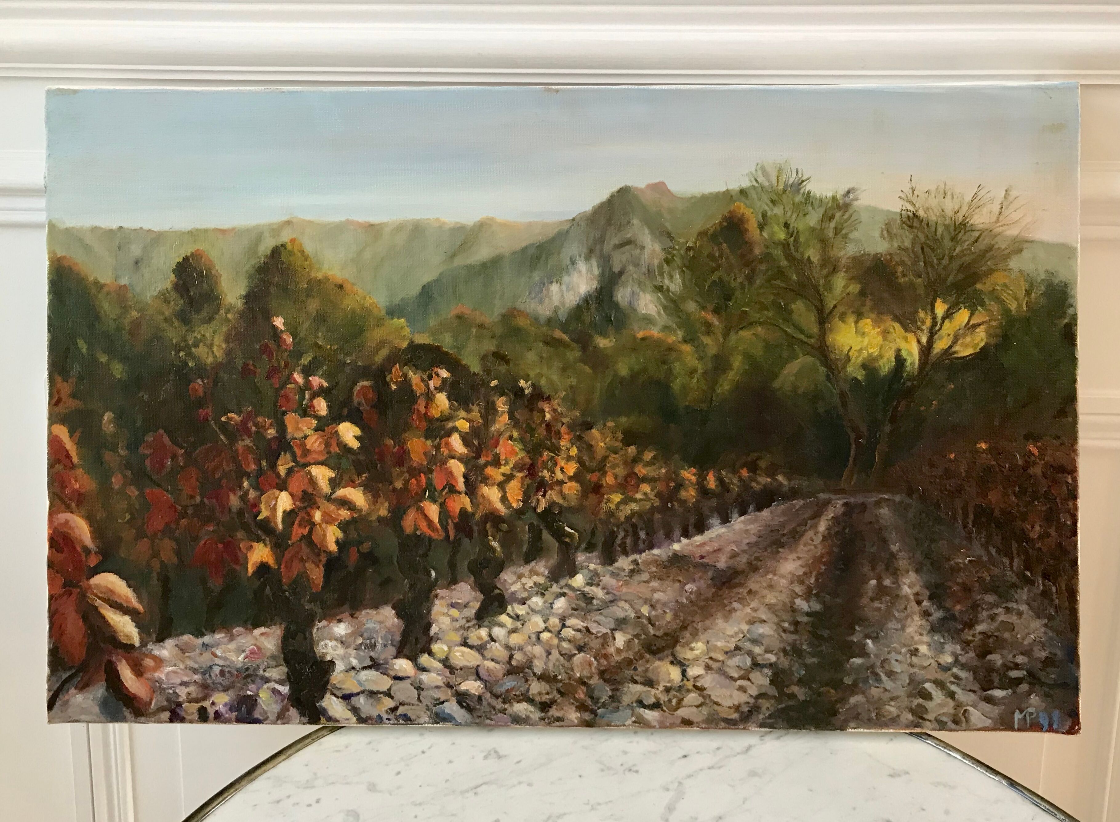 Landscape painting "After the Harvest" signed